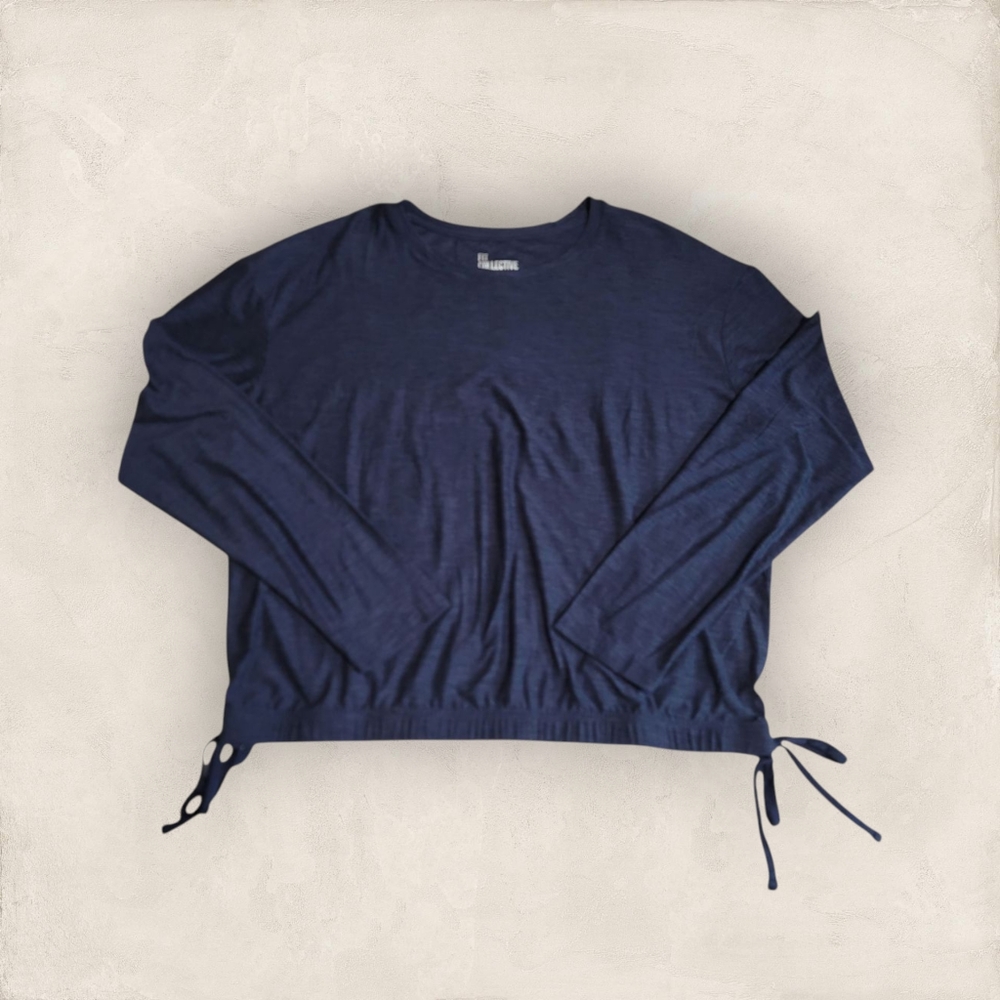 Fit Collective Blue Long Sleeve Athleisure Lightweight Top Size Large